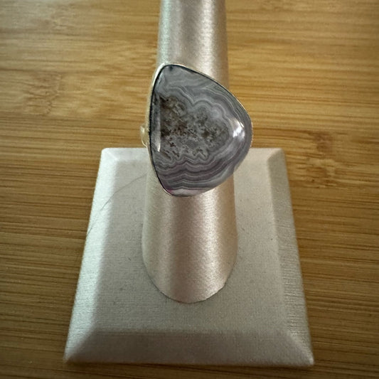 Lace agate ring, 8.5